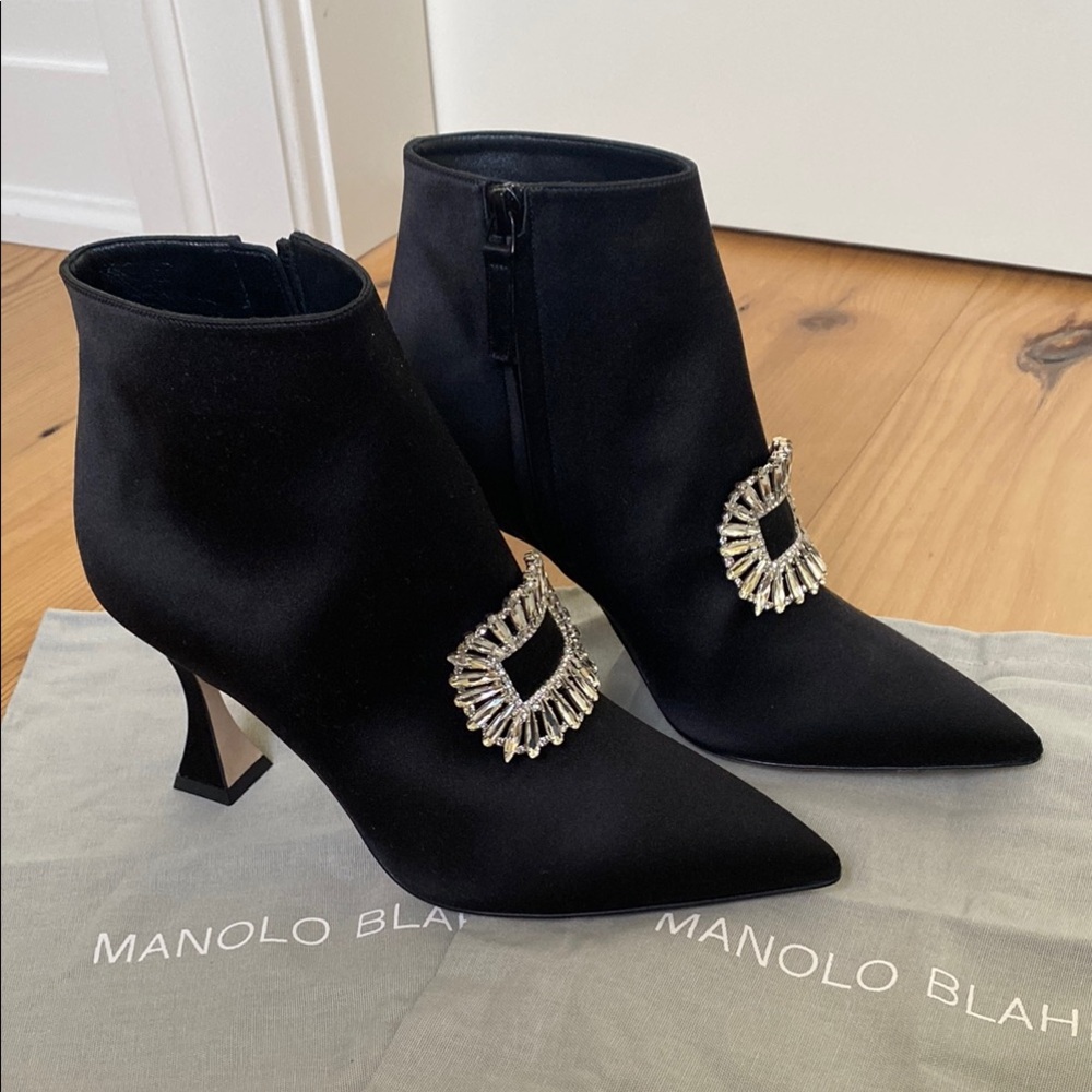 Manolo Blahnik Cantita Black Satin Boot NWT (no box)